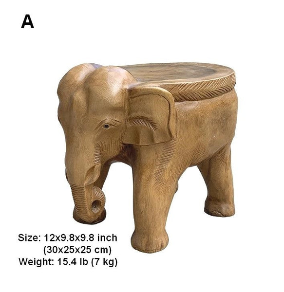 Elephant Sofa Stool, Dining Table Stool, Handmade Solid Wood low Stool, Elephant Wooden Stool, Creative Shoe-changing Stool-Silvia Home Craft