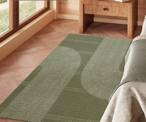 Dining Room Floor Rugs, Modern Rug Ideas for Living Room, Green Modern Rugs under Sofa, Abstract Contemporary Rugs for Bedroom-Silvia Home Craft