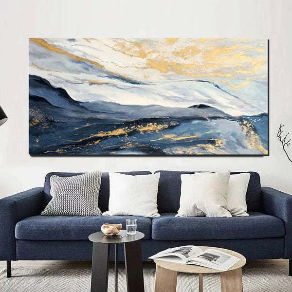 Acrylic Abstract Painting Behind Couch, Buy Paintings Online, Large Painting on Canvas, Living Room Wall Art Paintings, Simple Acrylic Painting Ideas-Silvia Home Craft