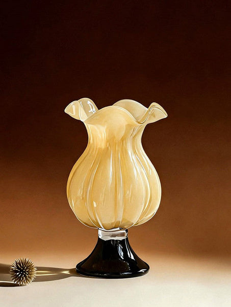 Unique Decorative Glass Vase, Centerpiece Contemporary Vases on Table, Mid Century Glass Vases, Handmade Modern Vases for Living Room, Modern Glass Vase for Flowers-Silvia Home Craft