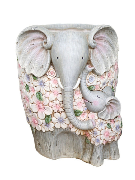 Resin Statue for Garden, Modern Garden Flower Pot, Unique Animal Statue for Garden Ornaments, Beautiful Elephant Flowerpot, Villa Outdoor Decor Gardening Ideas-Silvia Home Craft