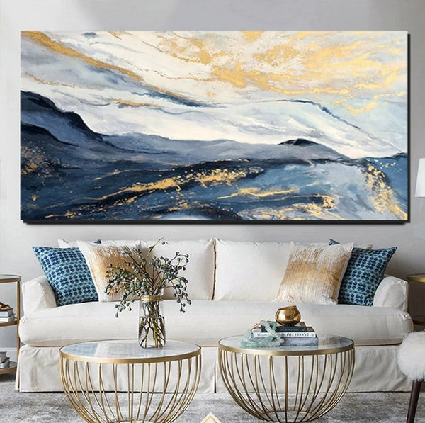 Acrylic Abstract Painting Behind Couch, Buy Paintings Online, Large Painting on Canvas, Living Room Wall Art Paintings, Simple Acrylic Painting Ideas-Silvia Home Craft