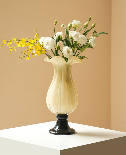 Centerpiece Contemporary Vases on Table, Mid Century Glass Vases, Unique Decorative Glass Vase, Handmade Modern Vases for Living Room, Modern Glass Vase for Flowers-Silvia Home Craft