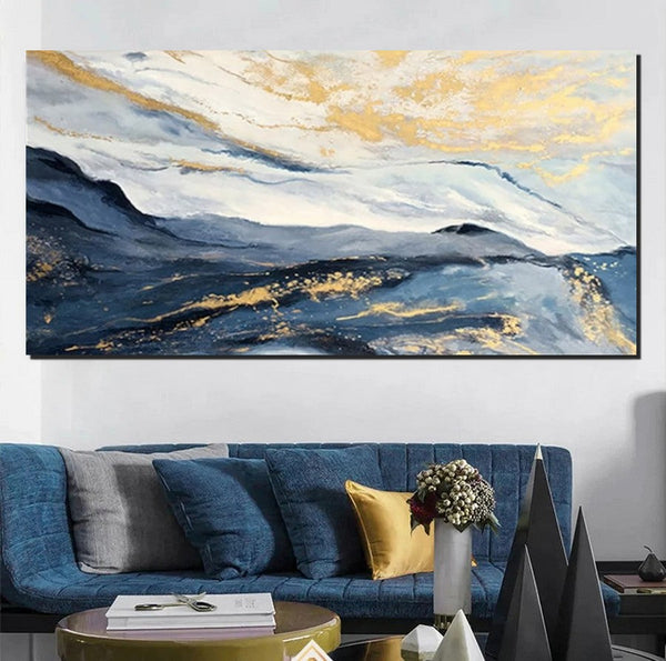 Acrylic Abstract Painting Behind Couch, Buy Paintings Online, Large Painting on Canvas, Living Room Wall Art Paintings, Simple Acrylic Painting Ideas-Silvia Home Craft