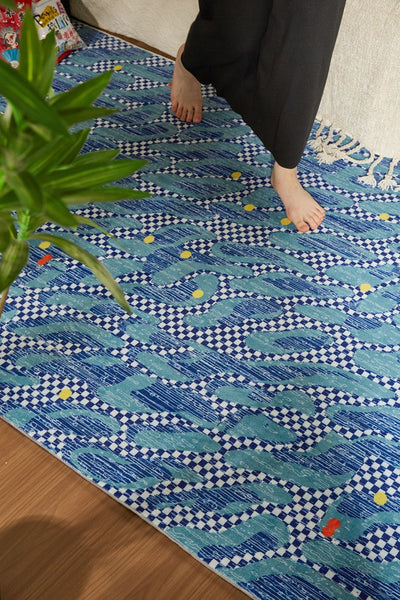 Abstract Area Rugs for Living Room, Contemporary Modern Rugs Next to Bed, Modern Carpets for Office, Geometric Modern Rugs under Dining Room Table-Silvia Home Craft