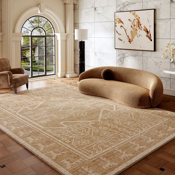 Large Modern Rugs under Dining Room Table, Contemporary Abstract Rugs Next to Bed, Geometric Modern Carpets for Office, Vintage Soft Turkish Rug for Living Room-Silvia Home Craft