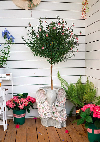 Modern Garden Flower Pot, Unique Animal Statue for Garden Ornaments, Beautiful Elephant Flowerpot, Resin Statue for Garden, Villa Outdoor Decor Gardening Ideas-Silvia Home Craft