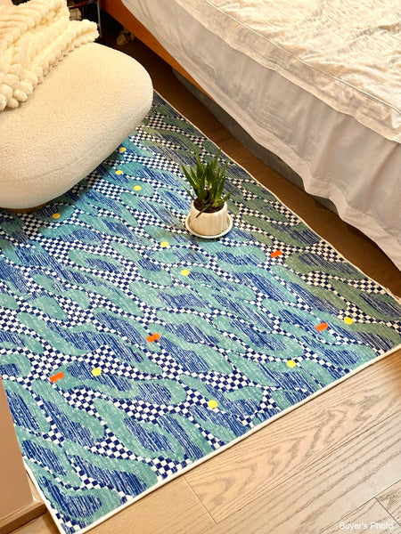 Abstract Area Rugs for Living Room, Contemporary Modern Rugs Next to Bed, Modern Carpets for Office, Geometric Modern Rugs under Dining Room Table-Silvia Home Craft