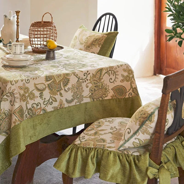 Table Cover for Dining Room Table, Flower Pattern Linen Tablecloth for Round Table, Modern Kitchen Table Cover, Simple Modern Rectangle Tablecloth Ideas for Oval Table-Silvia Home Craft