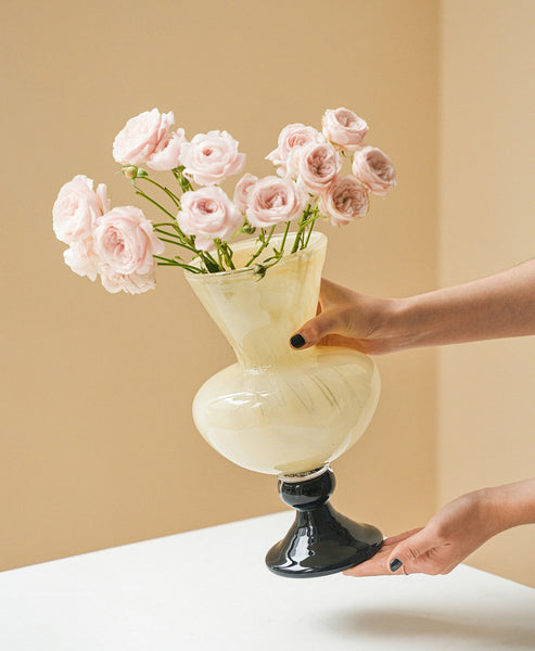 Unique Decorative Glass Vase, Centerpiece Contemporary Vases on Table, Mid Century Glass Vases, Handmade Modern Vases for Living Room, Modern Glass Vase for Flowers-Silvia Home Craft