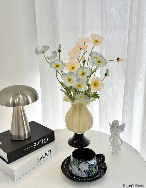 Unique Decorative Glass Vase, Centerpiece Contemporary Vases on Table, Mid Century Glass Vases, Handmade Modern Vases for Living Room, Modern Glass Vase for Flowers-Silvia Home Craft