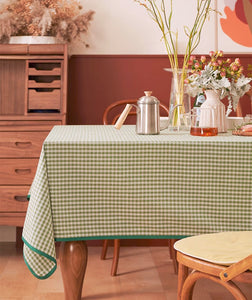 Green Rectangle Tablecloth for Dining Room Table, Cotton Chequer Rectangular Tablecloth, Square Tablecloth for Coffee Table, Farmhouse Table Cloth, Wedding Tablecloth-Silvia Home Craft