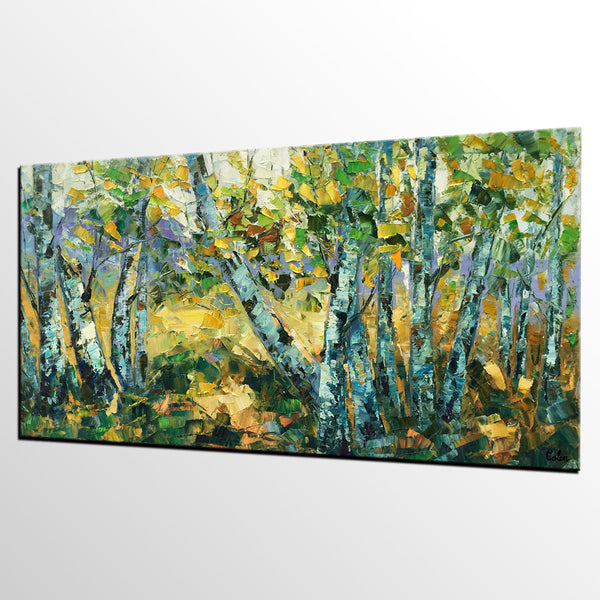 Landscape Wall Art Paintings, Custom Palette Knife Paintings, Autumn Tree Painting, Impression Painting, Landscape Painting on Canvas-Silvia Home Craft