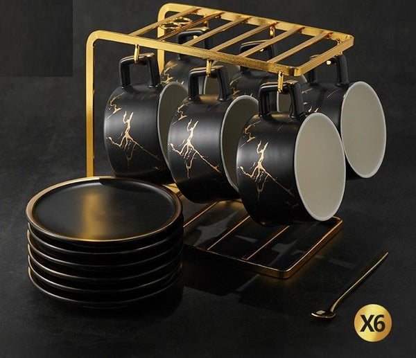 Large Tea Cup, White Coffee Cup, Black Coffee Mug, Ceramic Cup, Coffee Cup and Saucer Set-Silvia Home Craft