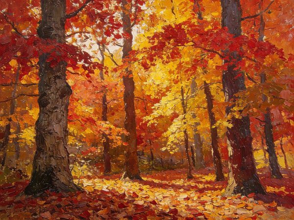On Canvas Small Paintings, Autumn in the Forest, Hand Painted Canvas Art, Original Oil Paintings, Small Landscape Paintings, Landscape Wall Art Paintings-Silvia Home Craft