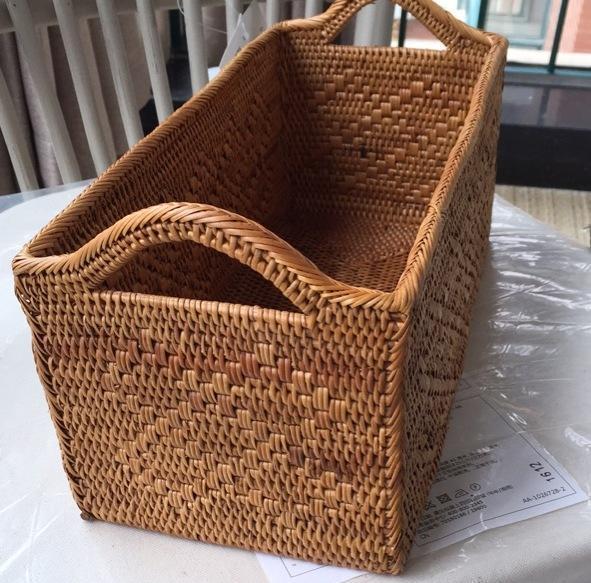 Natural Fiber Baskets, Small Storage Basket for Kitchen, Indonesia Woven Storage Basket, Rattan Storage Basket for Dining Room-Silvia Home Craft