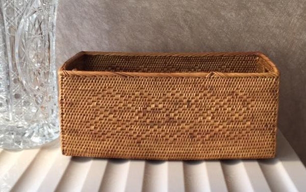 Natural Fiber Baskets, Small Storage Basket for Kitchen, Indonesia Woven Storage Basket, Rattan Storage Basket for Dining Room-Silvia Home Craft