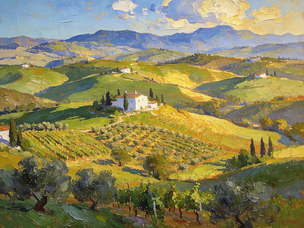 Landscape Wall Art Paintings, Tuscan Hills in Harmony, Hand Painted Canvas Art, Original Oil Paintings, On Canvas Small Paintings, Small Landscape Paintings-Silvia Home Craft