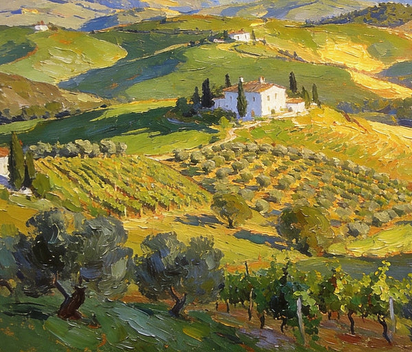 Landscape Wall Art Paintings, Tuscan Hills in Harmony, Hand Painted Canvas Art, Original Oil Paintings, On Canvas Small Paintings, Small Landscape Paintings-Silvia Home Craft