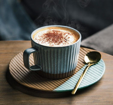 Coffee Cup and Saucer Set, Pottery Coffee Cups, Cappuccino Coffee Mug, Ceramic Coffee Cups, Coffee Cup for Sale, Tea Cup, White / Green / Blue / Yellow-Silvia Home Craft