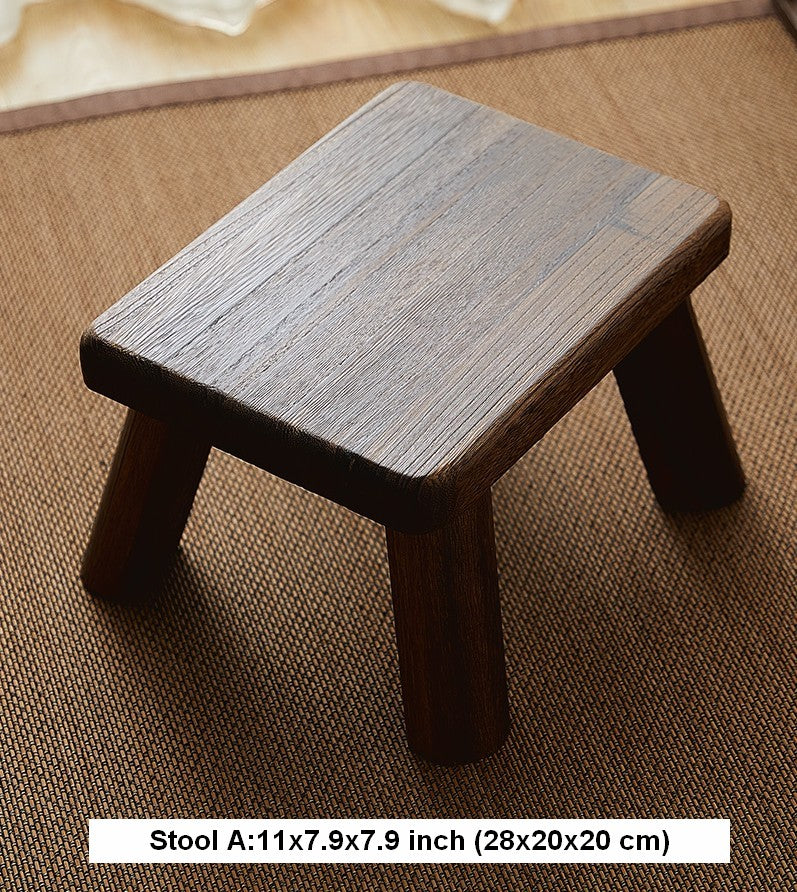 Dining Table Stool, Shoe-changing Stool, Solid Wood low Stool, Paulownia Wood Stool, Children's Wooden Stool, Sofa Stool-Silvia Home Craft
