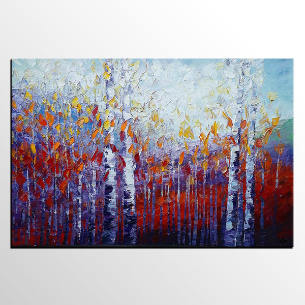 Custom Canvas Art, Autumn Tree Painting, Abstract Landscape Painting, Canvas Painting