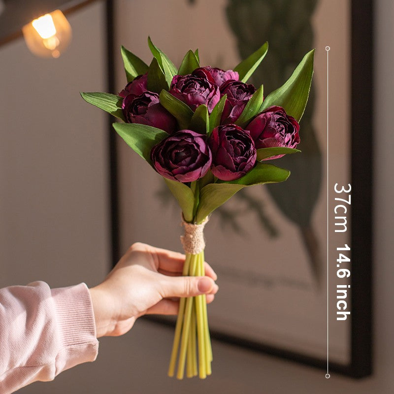 Purple Tulip Flowers, Bedroom Flower Arrangement Ideas, Spring Artificial Floral for Dining Room Table, Simple Modern Floral Arrangement Ideas for Home Decoration-Silvia Home Craft