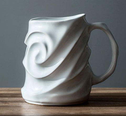 Stoneware Coffee Mugs, White Ceramic Coffee Mug, Large Capacity Coffee Cups, Birthday Gifts, Handmade Pottery Coffee Mug-Silvia Home Craft