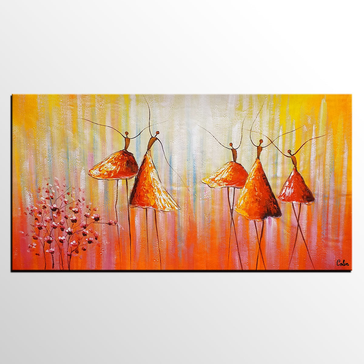 Dancing Painting, Ballet Dancer Painting, Large Abstract Painting for Sale, Heavy Texture Painting, Modern Paintings for Bedroom-Silvia Home Craft
