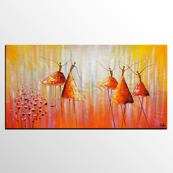 Dancing Painting, Ballet Dancer Painting, Large Abstract Painting for Sale, Heavy Texture Painting, Modern Paintings for Bedroom-Silvia Home Craft