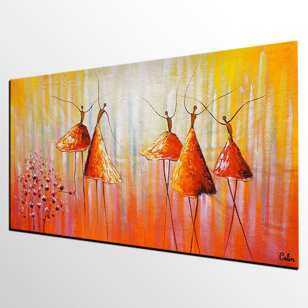 Dancing Painting, Ballet Dancer Painting, Large Abstract Painting for Sale, Heavy Texture Painting, Modern Paintings for Bedroom-Silvia Home Craft