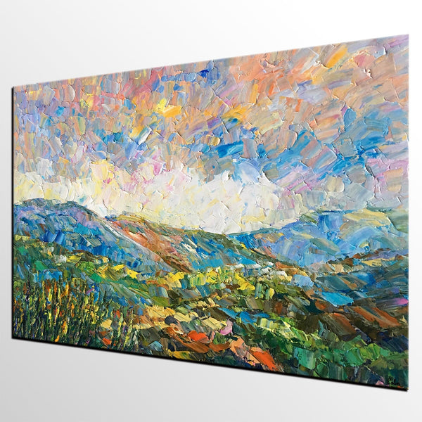 Landscape Oil Painting, Autumn Mountain Landscape Painting, Custom Abstract Painting, Heavy Texture Painting-Silvia Home Craft