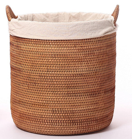 Large Storage Baskets for Bathroom, Round Storage Baskets with Handle, Rattan Storage Baskets, Laundry Storage Baskets, Storage Baskets for Clothes-Silvia Home Craft