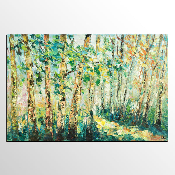 Heavy Texture Landscape Painting, Autumn Tree Art, Impasto Art, Custom Original Painting-Silvia Home Craft