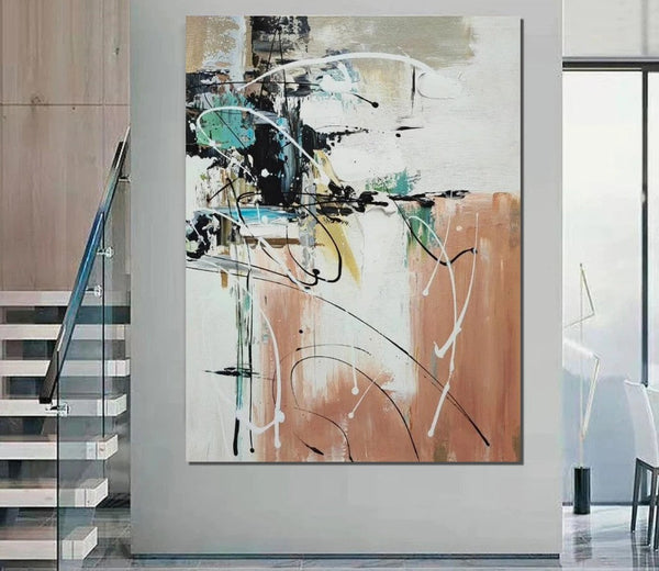 Living Room Wall Art Painting, Extra Large Acrylic Painting, Simple Modern Art, Modern Contemporary Abstract Artwork-Silvia Home Craft