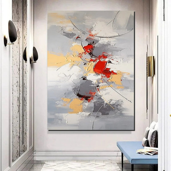 Large Canvas Painting for Office, Simple Modern Acrylic Paintings, Dining Room Canvas Painting, Contemporary Modern Artwork-Silvia Home Craft