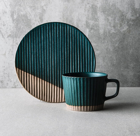 Ceramic Coffee Cups, Coffee Cup and Saucer Set, Pottery Coffee Cups, Cappuccino Coffee Mug, Coffee Cup for Sale, Tea Cup, White / Green / Blue / Yellow-Silvia Home Craft