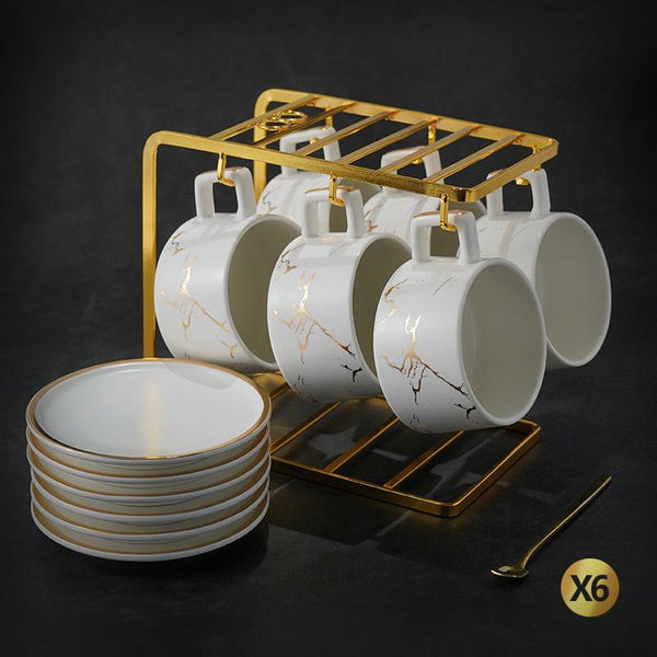 Large Tea Cup, White Coffee Cup, Black Coffee Mug, Ceramic Cup, Coffee Cup and Saucer Set-Silvia Home Craft