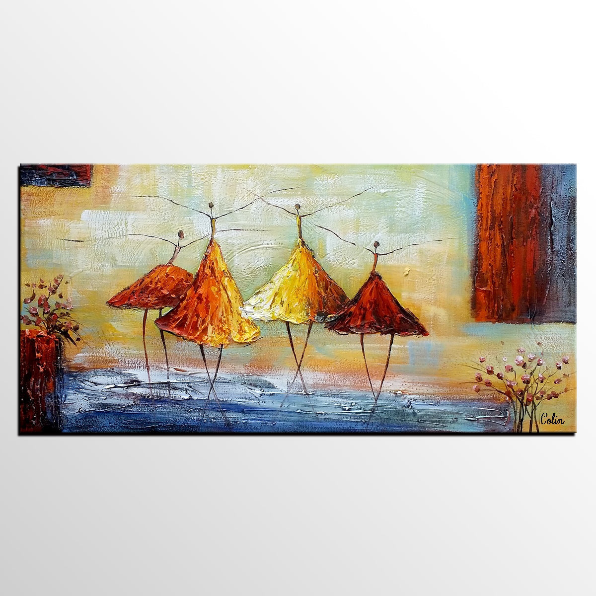 Abstract Modern Painting, Ballet Dancer Painting, Dancing Painting, Heavy Texture Art Paintings, Acrylic Painting for Dining Room,Custom Art-Silvia Home Craft
