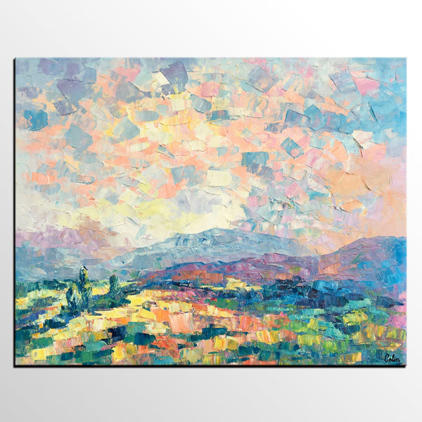 Custom Landscape Oil Painting, Original Artwork, Spring Mountain Painting, Canvas Painting-Silvia Home Craft
