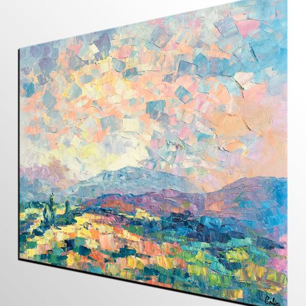 Custom Landscape Oil Painting, Original Artwork, Spring Mountain Painting, Canvas Painting-Silvia Home Craft