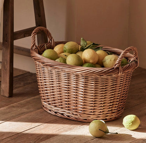 Willow Weaving Baskets for Vegetable, Natural Fruit Basket, Kitchen Storage Baskets, Large Picnic Food Basket with Handle, Natural Hand-woven Wicker Storage Basket-Silvia Home Craft