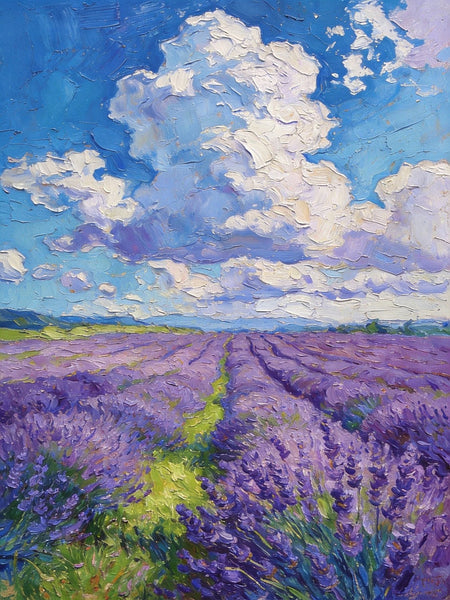 Original Landscape Art, Small Oil Paintings, Lavender of Provence, Small Paintings On Canvas, Hand Painted Canvas Art, Heavy Texture Wall Art Paintings-Silvia Home Craft