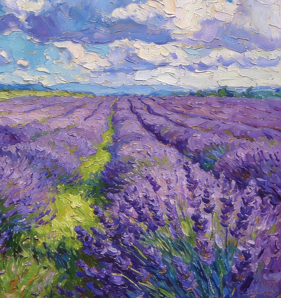 Original Landscape Art, Small Oil Paintings, Lavender of Provence, Small Paintings On Canvas, Hand Painted Canvas Art, Heavy Texture Wall Art Paintings-Silvia Home Craft