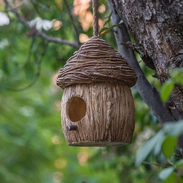 Resin Bird Nest for Garden Ornament, Bird House in the Garden, Lovely Birds House, Outdoor Decoration Ideas, Garden Ideas-Silvia Home Craft
