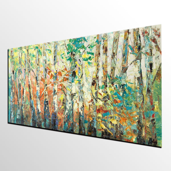 Autumn Tree Painting, Original Oil Paintings for Sale, Custom Landscape Painting on Canvas, Buy Paintings Online-Silvia Home Craft