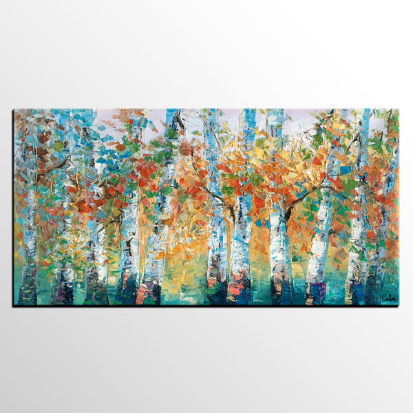 Forest Tree Painting, Custom Extra Large Painting, Original Painting, Oil Painting for Dining Room-Silvia Home Craft