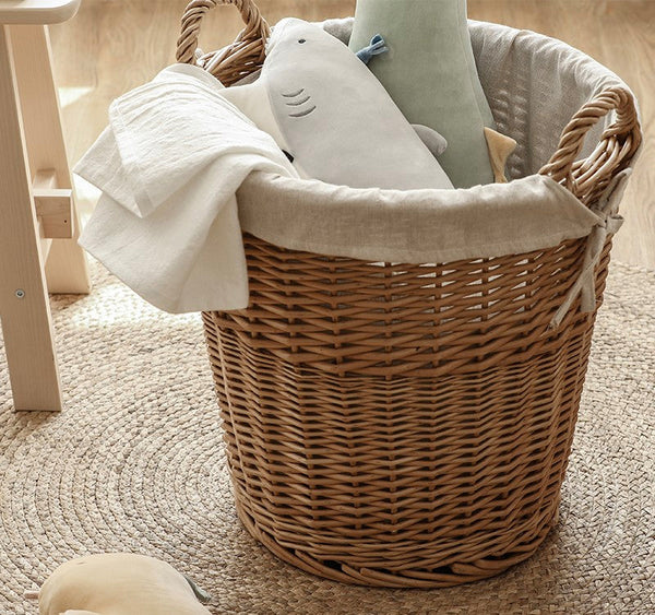 Large Food Storage Basket with Handle, Natural Hand-woven Wicker Storage Basket for Clothes, Willow Weaving Baskets for Clothes, Extra Large Kitchen Storage Baskets-Silvia Home Craft