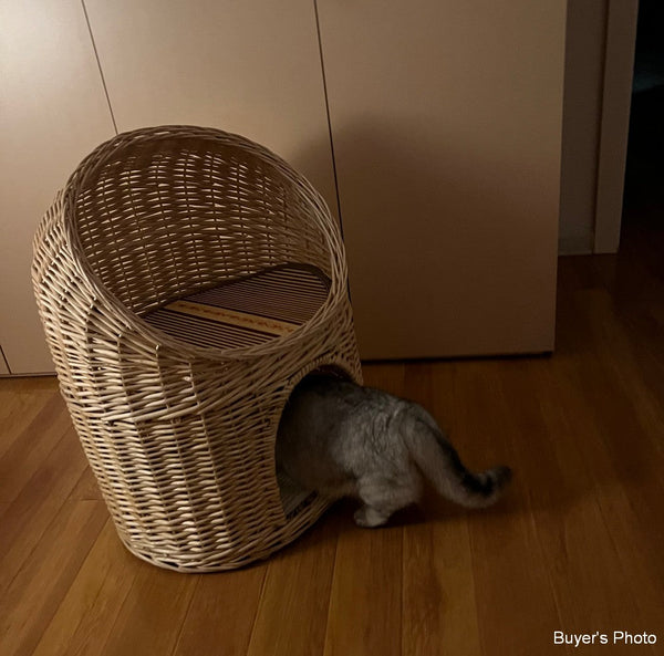 Double-Layer Cat Bed, Large Cat House Basket with Washable Cushion for Indoor Cats and Dogs-Silvia Home Craft