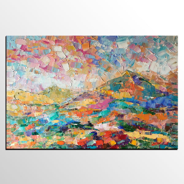 Custom Abstract Painting, Abstract Mountain Landscape Painting, Oil Painting, Heavy Texture Art-Silvia Home Craft